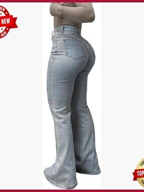High Waisted Flare Bootcut Jeans Stretchy Denim Wide Leg Pants